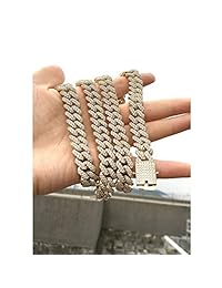 Collar de cadena de eslabones cubanos de Miami chapado en oro de 14 quilates, 0.472 in