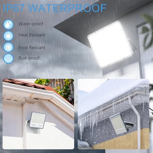 TOPAUBUB Outdoor LED Spotlights 100W, Outdoor LED Projector 10000LM 6500K Cool White Waterproof IP67 for Garden (1 Piece)