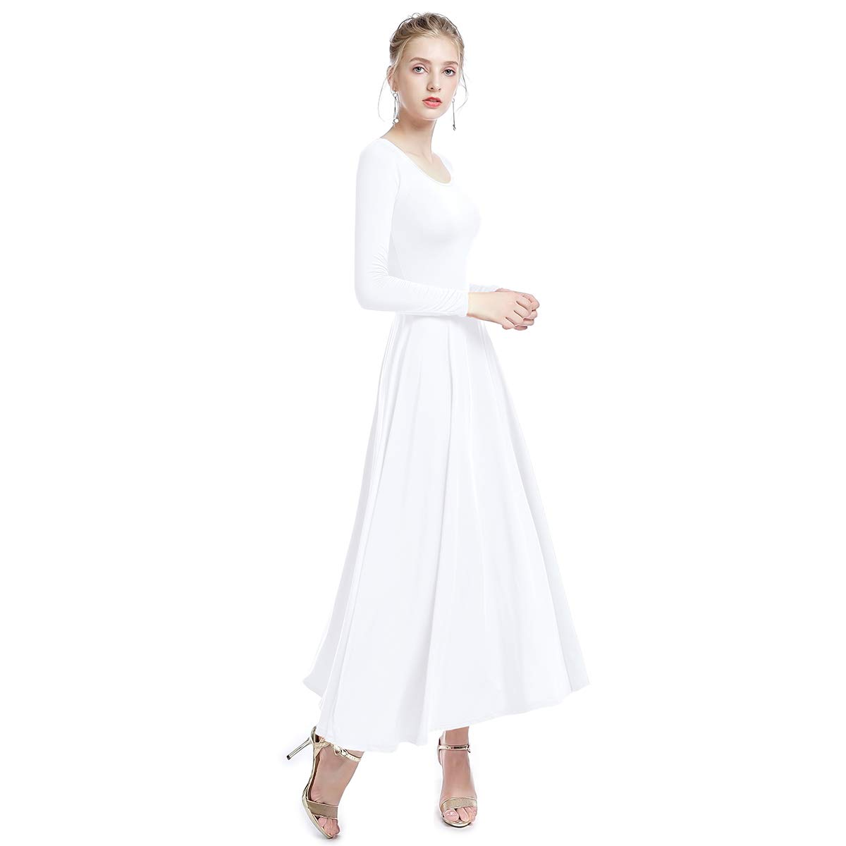 Donna FYMNSI Donna Liturgico Lode Vestito da Ballo Tinta Unita O-Collo