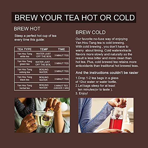 Yan Hou Tang Organic Chinese Black Tea Bags - 100 Counts Loose Leaf Honey Coffee Flavor Taste Sugar Free Himalaya High Mountain Sachet for relaxation