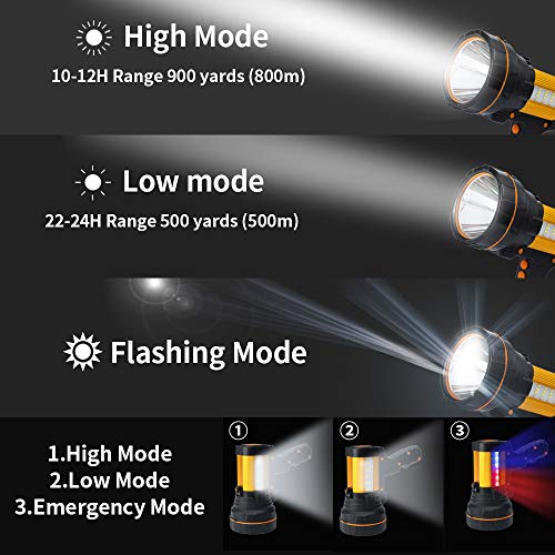 Most Powerful USB LED Torchs Rechargeable Light Large 4 Batteries 6000 Lumens Super Bright Handheld Strong Spotlight Flashlight High Powered Searchlight Marine Boat Camping Lantern