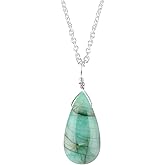 NJCRAFT Pear Natural Cabochon Necklace for Women | Handmade Gemstone Pendant | 8–14 mm Stone | Chain 16+2 Inch Adjustable