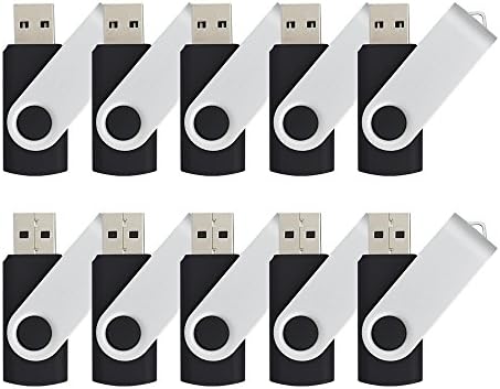 JOIOT (TM) 10pcs 4GB USB 2.0 Flash Drive Memory Stick Fold Storage with Thumb Swivel Design (Bulk, Black)