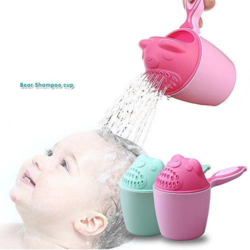 MOVEmen Shower Baby Spoon Shower Bath Water Swimming Bailer Shampoo Cup Children's Products Fountain Tap Children's Toothbrush Holder Washing Cup Colander Handheld Shower Head Top Spray (Pink)