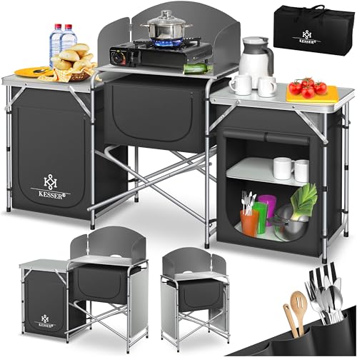 KESSER® Campingküche | Inkl. Tragetasche | Campingschrank Faltschrank | mit Aluminiumgestell | Reiseküche | Küchenbox | Zeltschrank | Outdoor Camping