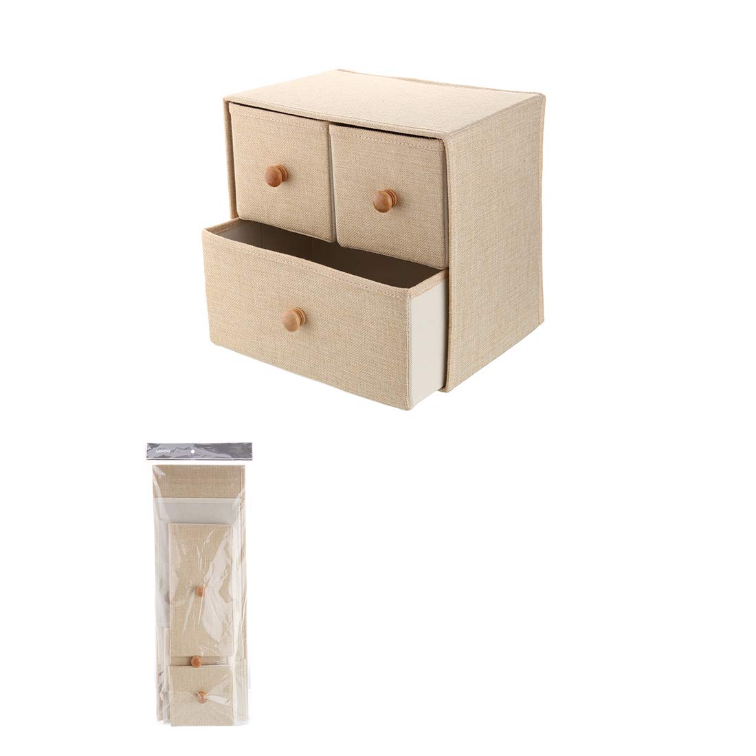 MINISO 3Drawer Square, Rectangular Storage Box Home organizer, (Beige