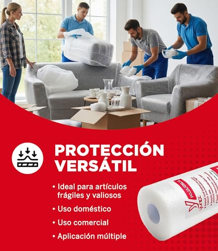 YUREX Papel Burbuja 30 cm x 10 m Poliburbuja para Empaque y Embalaje Seguro Protege Objetos Frágiles en Mudanzas y Almacenaje Amortigua Golpes Reduce Vibraciones y Cuida Superficies sin Dejar Marcas