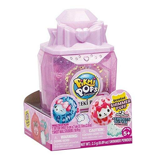 PIKMI POP *NEW CHEEKI PUFFS - Super Sweet Scented Shimmer Plush Inside Collectors Perfume Case! Approx 15cm x 9cm