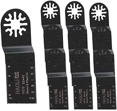 HAOLI 10-Pack Mix Oscillating Multitool Saw Blades Fit Fein Porter Cable Bosch Dremel Craftsman Ridgid Ryobi Makita Milwaukee Rockwell Wood End Cut Saw Blade (HL321C-10)