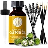 Pure Body Naturals Cold Pressed Castor Oil with Treatment Applicator Kit for Eyelashes/Eyebrows/Hair/Skin, 1 Fl. Oz.
