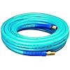 Amflo-12-50E-Blue-300-PSI-Polyurethane-Air-Hose-14-x-50-With-14-MNPT-Swivel-Ends-And-Bend-Restrictor-Fittings