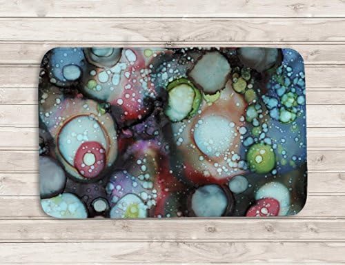 Abstract galaxy theme microfiber bath or kitchen mat. Artist Bathroom Accessories. Funky unique organic designer rug.