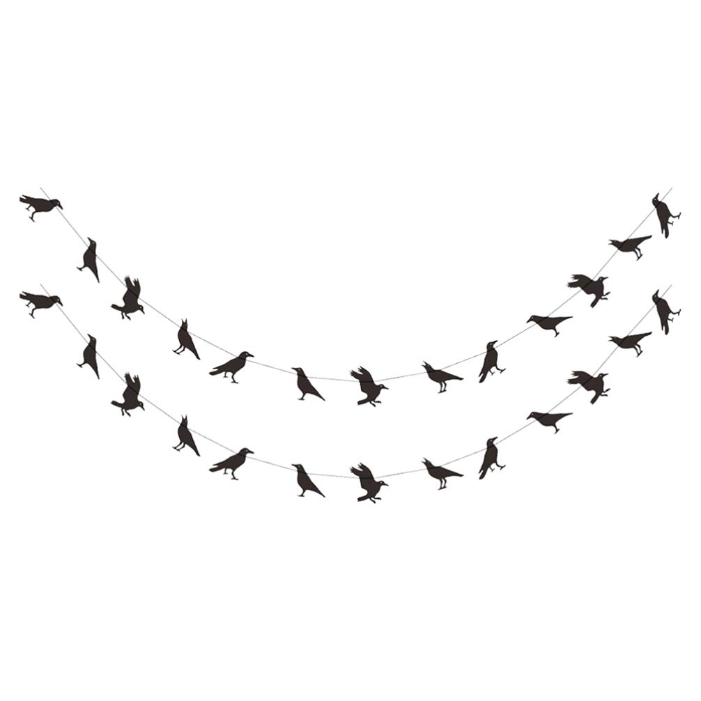 Amosfun Pack of 2 Halloween Crows Banner Hanging Paper Garlands for Theme Party Favours Home Garden Yard Haunted House School Decoration