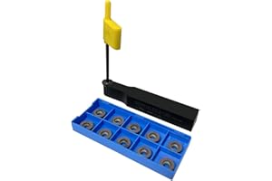 FELEOLIBE 11pcs RPMT1204MOE R6 Indexable Carbide Turning Inserts CNC Blade Milling Cutter with 5/8"/16mm SRDPN1616H12 Indexable Carbide Milling Turning Tool Holder Metal Lathe Cutting Tools