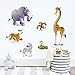 decalmile Jungle Animals Wall Decals Tiger Giraffe Elephant Wall Stickers Kids Room Wall Decor Baby Boys Bedroom Nursery Playroom Decoration