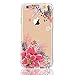 LUOLNH Slim Shockproof Clear Floral Pattern Soft Flexible TPU Back Cover Case Compatible with iPhone 6/6s [4.7 inch] -Pink Peony