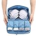 JJ POWER Travel Underwear Organizer Bag, Lightweight Double Layer Large Capacity Cosmetic Bag- Multiple Compartments and Pockets (Sea Blue)