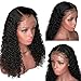 ORIGINAL QUEEN 150% Density Lace Front Wigs Human Hair Kinky Curly Wigs with Pre Plucked 4X4 Lace Closure Wigs Deep Curly Closure Wigs Human Hair Wigs For Black Women Natural Color 16Inch