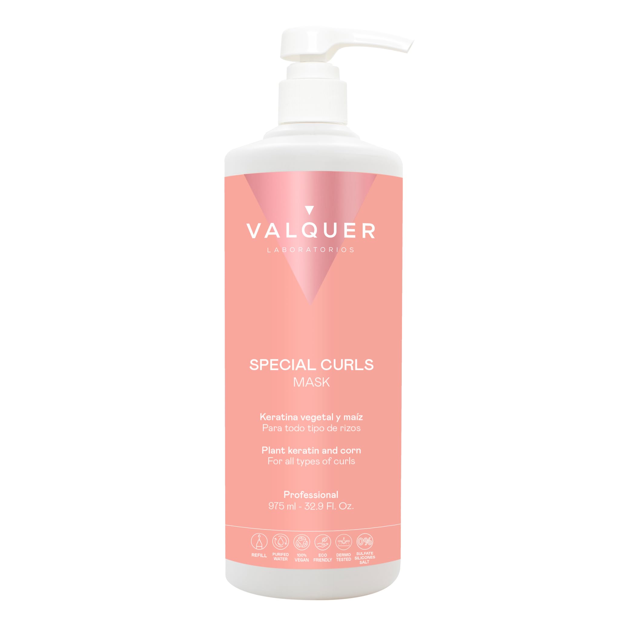 Valquer Professional Special Curl Mask for Curly Hair, Sulfate Free, Salt Free, Vegan Shampoo - Curly Girl Method, Up to 96% Natural Origin (1000ml)