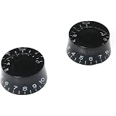 RLECS 2PCS Black Guitar Speed Control Volume Tone Knob for Electric Guitar Replacement Parts