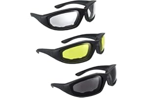 3PCS Riding Glasses Motorcycle Sunglasses Windproof Riding Goggles UV Protection Padded Foam Ski Goggles