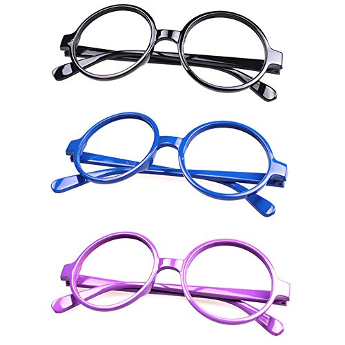 Set of 3 FancyG® Retro Geek Nerd Style Round Shape Glass Frame NO LENSES SET5