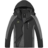 TEZO Mens Rain Jacket Waterproof with Hooded Hiking Coat Lightweight Windbreaker