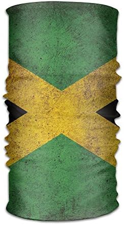 DheW Men&amp;Women Jamaican Flag Grunge Sports&amp;Casual 12-in-1 Bandanna Headwear Scarf Wrap Neck Gaiters Headband Helmet Liner Balaclava For Running,Yoga,Hiking