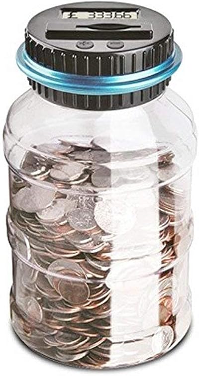 Vinsani Digital Piggy Bank Counter UK Coin Jar LCD Display 1.8L