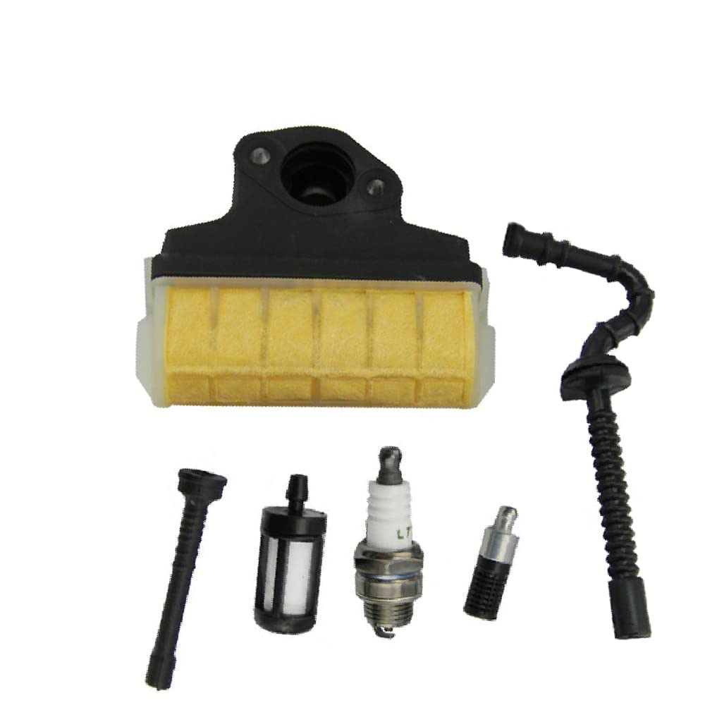 Chainsaw Air Fuel Filter Kit, Chainsaw Replacement Parts with Spark Plug and Fuel Filter Hose Tube for STIHL 021 023 025 MS210 MS230 MS250 Chainsaw