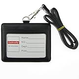 Cmxsevenday A7913 PU Leather ID Card Holder with 1 ID Window and 1 Card Slots, Horizontal Style - Black