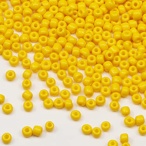 Tibaoffy Size 6/0 Crafts Glass Seed Beads 4mm Yellow Beads for Jewelry Making (Total About 100g About 1200pcs) — image 1