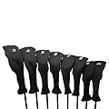 Majek All Hybrid Golf Club Black Headcover Set 3-PW. Neoprene Acrylic Head Covers 3 4 5 6 7 8 9 PW