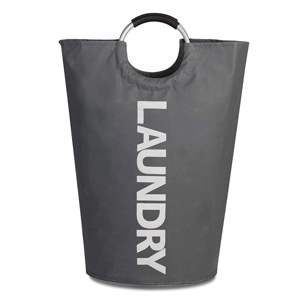 XIFIRY Large Collapsible College Laundry Bag, College Laundry Tote Heavy-duty Laundry Hamper with Alloy Handle (Deep Grey)