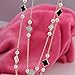 Gaosaili Womens Long Pearl With White Black Clover Sweater Charming Necklace