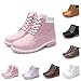 Women Boots Retro Solid Ankle Thick Booties Lace-up Waterproof Short Round Toe Casual Shoe