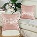 CaliTime Pack of 2 Throw Pillow Covers Cases for Couch Sofa Home Decor Vintage Shining & Dull Contrast Cross Flowers Trellis Geometric Figure 18 X 18 Inches Dusty Pink