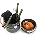 ScivoKaval Camping Cookware, Mini Stove with Piezo Ignition, Folding Spork Set, Outdoor Hiking Backpacking Non Stick Cooking set Picnic Bowl Pot and Pan