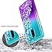 OnePlus 6T Case, NageBee Glitter Liquid Quicksand Waterfall Floating Flowing Sparkle Shiny Bling Diamond Girls Cute Case for The OnePlus 6T Smartphone (2018) -Aqua/Purple
