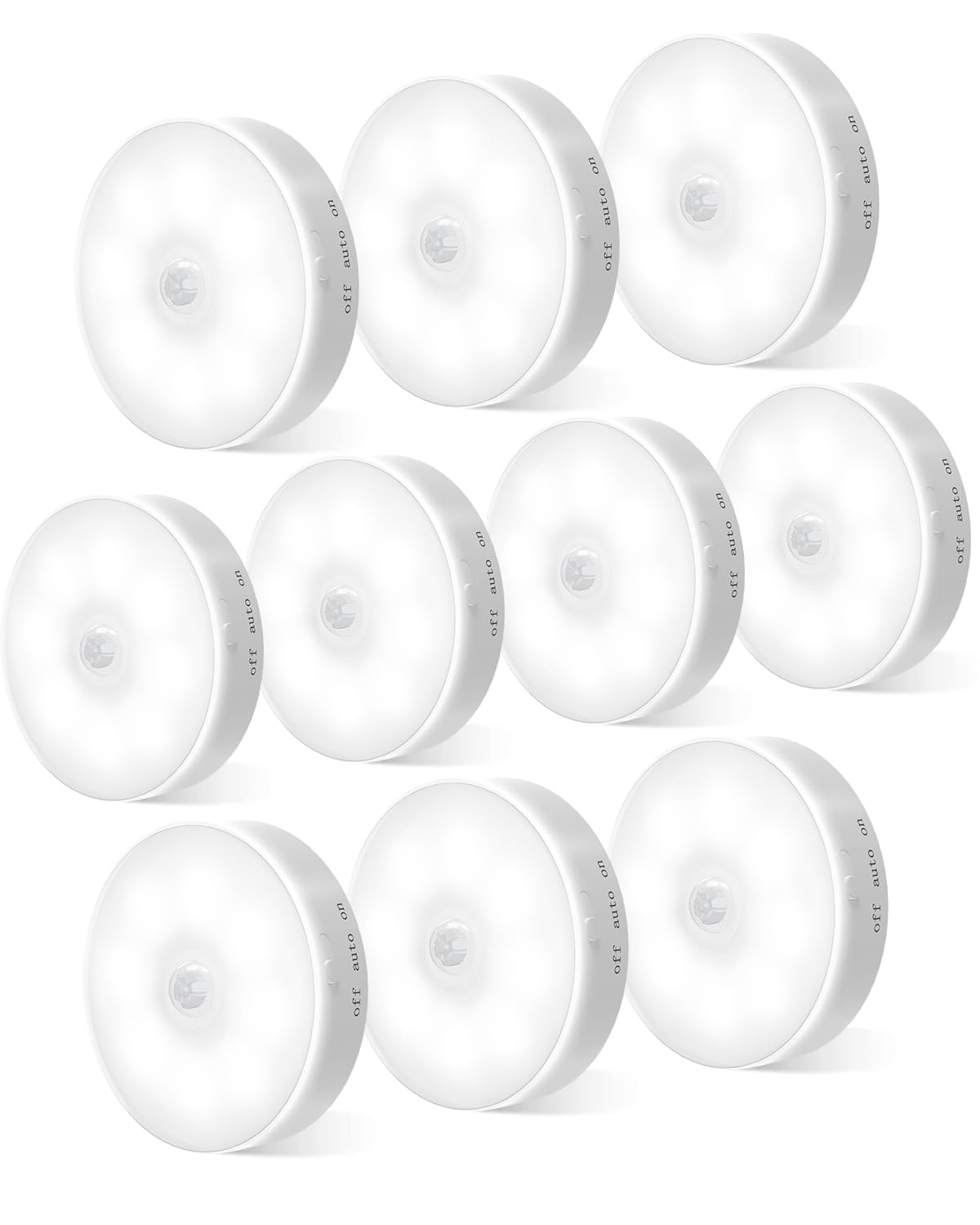 KALAHOL Motion Sensor Lights Indoor, 10 Pack Cupboard Lights, Stair Lights Night Lights, 3 Modes USB Charging Wall Lights, Magnetic Sensor Lights Indoors for Kitchen Stair Closet Under Cabinet