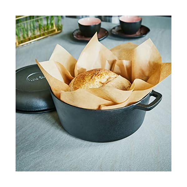 Uno Casa Cast Iron Dutch Oven with Lid- 2 in 1 Camping Oven, 5 Quart Cast Iron Pot, 1.6 Quart Cast Iron Pan, Dutch Oven…