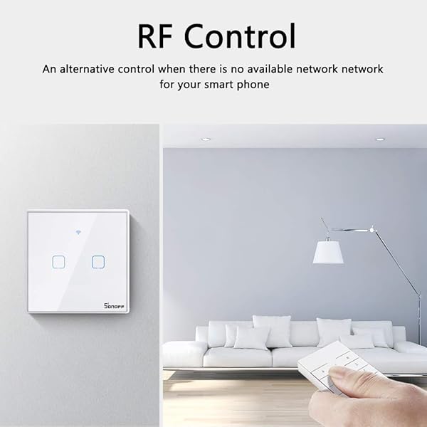 T2 Smart Switch WiFi Interruptor de Luz de Pared 2 Gang Wifi Interruptor Inteligente Soporte 433 RF y Control Remote de APP y Voz para Amazon Echo Echo Dot Amazon Tap Google Nest y IFTTT