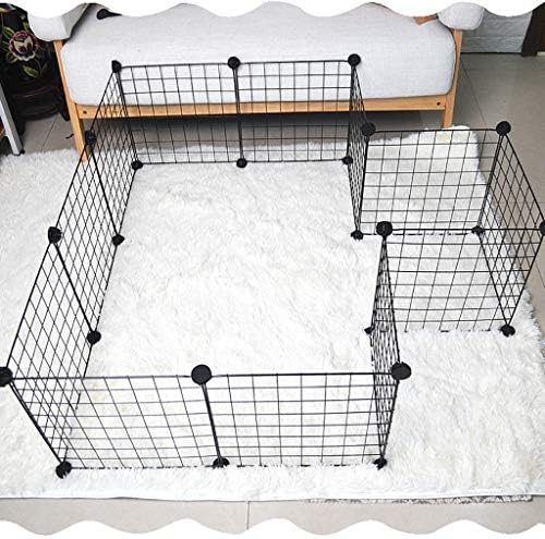 MaxFox Pet Fence，Pet Playpen Dog Kennel Pets Metal Fence Protection，Activities&Play Cage 12 Panels for Small and Medium Dog，US in Stock (Black)
