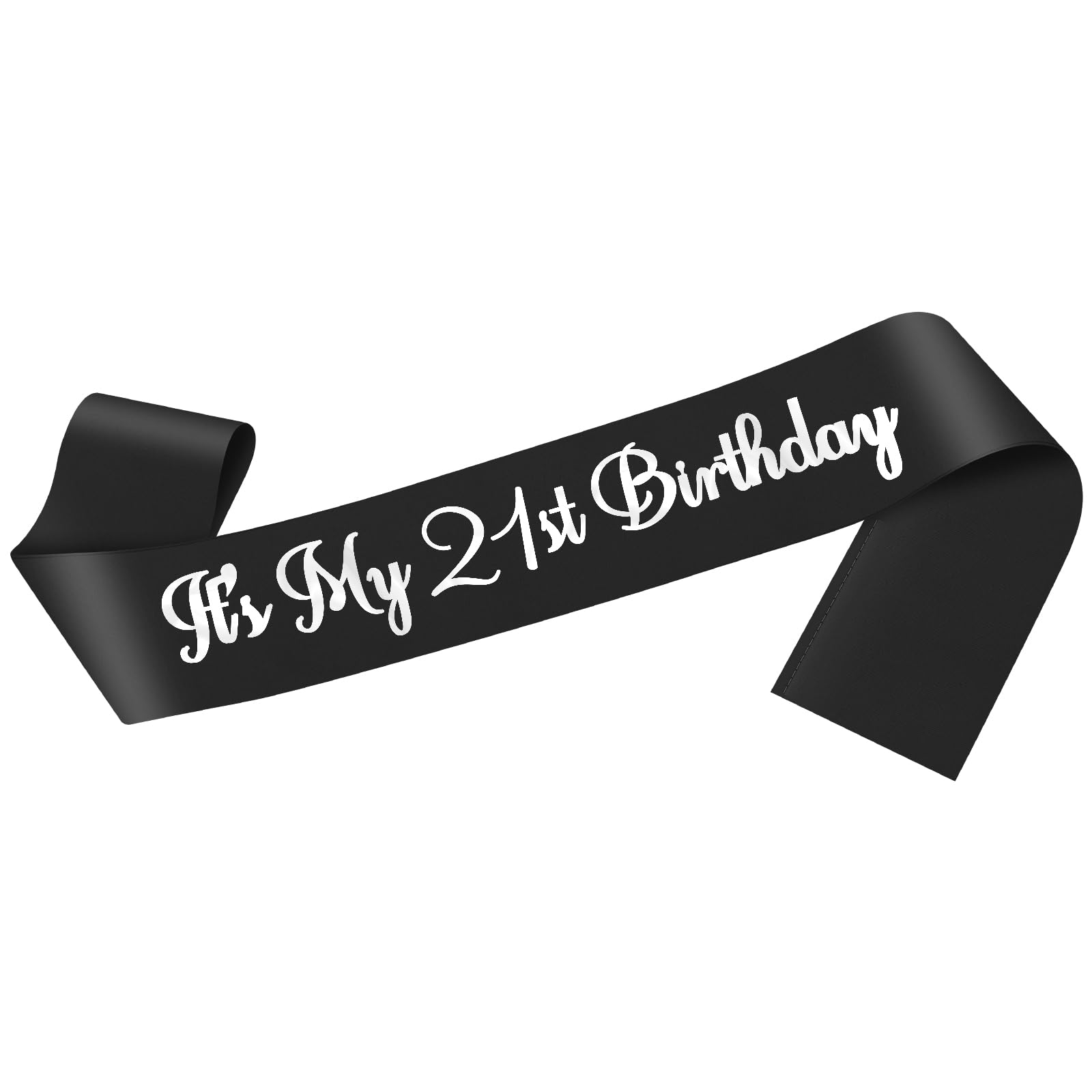 21st Birthday Sash for Women Happy Birthday Sash Gift for Her Friend Sister Birthdays Decorations Party Accessories 21st Birthday Party Favor Supplies Black Satin with Silver Foil Letter
