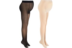 Bonuci 2 Pcs Women Maternity Pantyhose Winter Fleece Lined Tights High Waist Maternity Stretchy Pregnancy Warm Tights