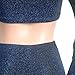 Sprifloral Sexy 2 Piece Glitter Outfits for Women - Off Shoulder Long Sleeve Bow Tie Bandage Crop Top + Bell Bottoms Sets