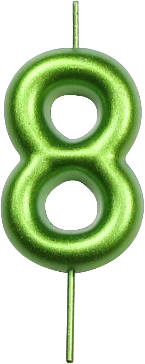 Candles & Holders - DERVENTA Birthday Candles Numbers Green 2.36 inch Party Cake Topper 1 Piece (Number 8 Green)