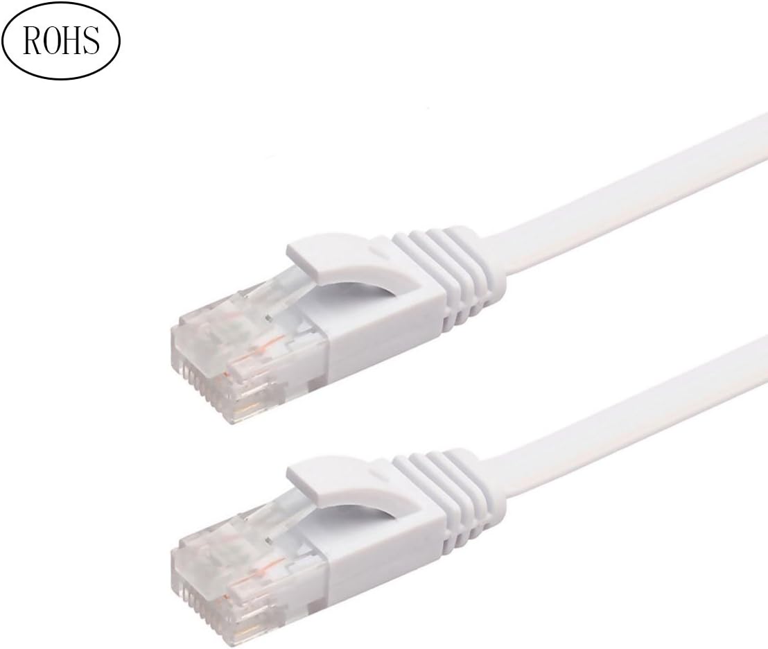 Apfamli 30m CAT6 Utp Flat Ethernet LAN Patch Cord Internet / Network Cable with Snag-less RJ45 Connectors(White)