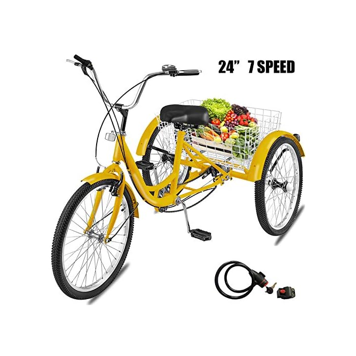 Buy Happybuy Adult Tricycle Single 7 Speed Three Wheel Bike Cruise Bike