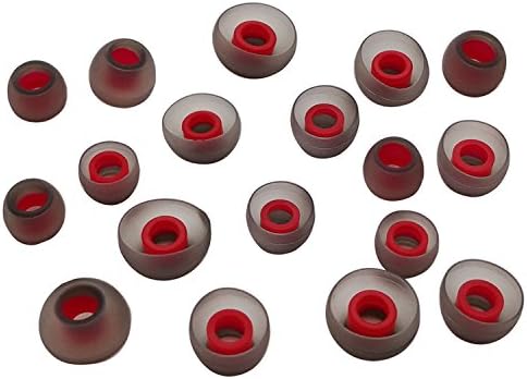 SCOLIB (9 Pairs S/M/L3) Silicone Replacement Ear Buds Tips for Audio-Technica Skullcandy Monster Sony Ultimate Ears Sharp Sennheiser Plantronics TDK Phillips and more (Red&amp;Transparent)-Round shape